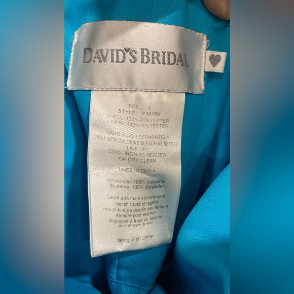 David’s Bridal Blue Strapless Chiffon Dress with Layered Skirt - Picture 2 of 10